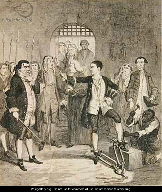 Jack Sheppards irons knocked off in the Stone Hall at Newgate - George Cruikshank I