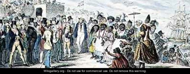 Probable Effects of over Female Emigration hand coloured etching - George Cruikshank I