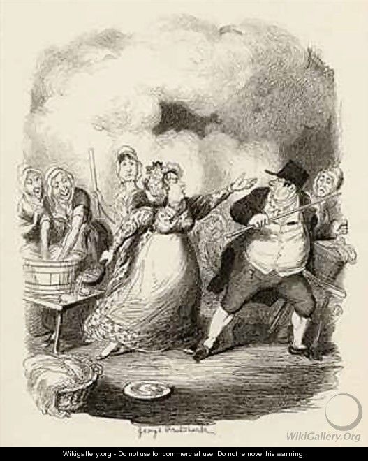 Mr Bumble degraded in the eyes of the paupers - George Cruikshank I