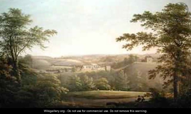 Easby Hall and Easby Abbey with Richmond Yorkshire in the Background - George Cuitt