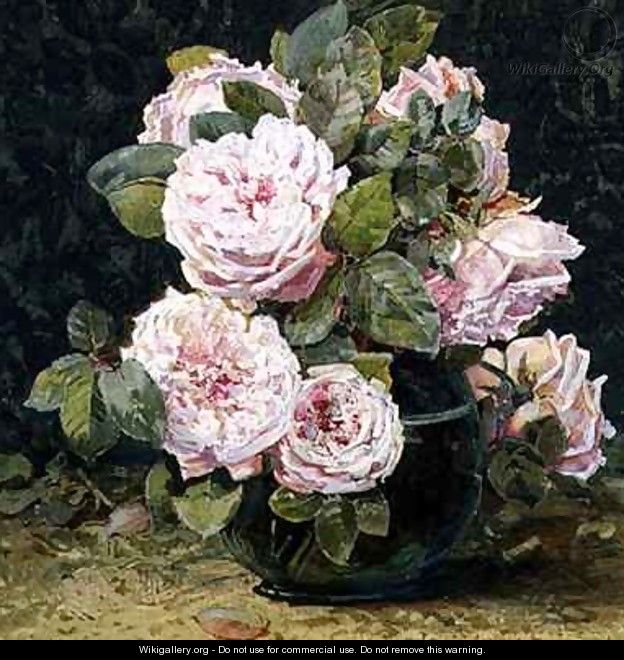 Roses in a Green Bowl - Fanny W. Currey