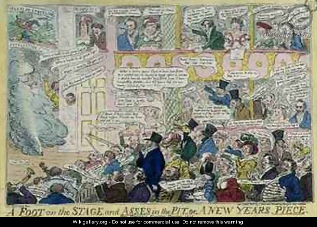 A Foot on the Stage and Asses in the Pit or A New Years Piece for Covent Garden Theatre - Isaac Robert Cruikshank