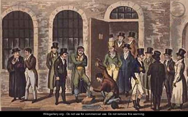Tom Jerry and Logic visiting condemned prisoners at Newgate Prison - I. Robert and George Cruikshank