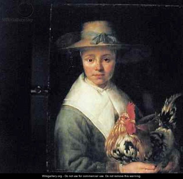Girl with a Rooster - Jacob Gerritsz. Cuyp