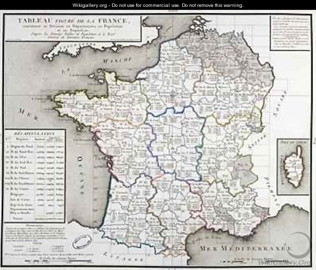 Map of France depicting the departmental divisions - D