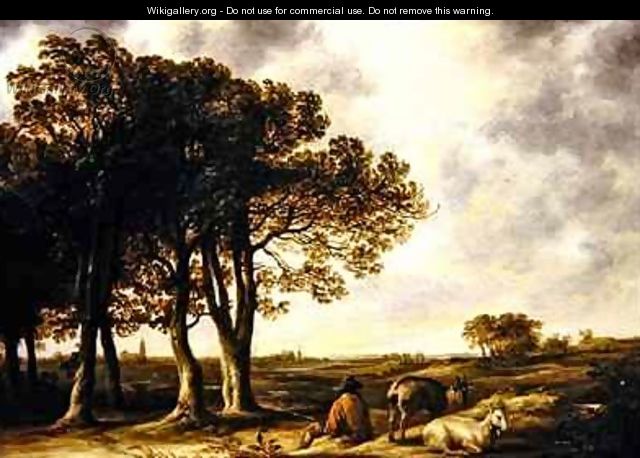 Goatherd in lanscape a distant view of Amsterdam - Aelbert Cuyp