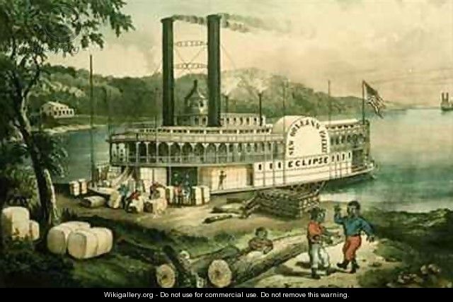Loading Cotton on the Mississippi - Currier