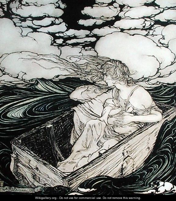 Danae and her son Perseus, 1903 - Arthur Rackham