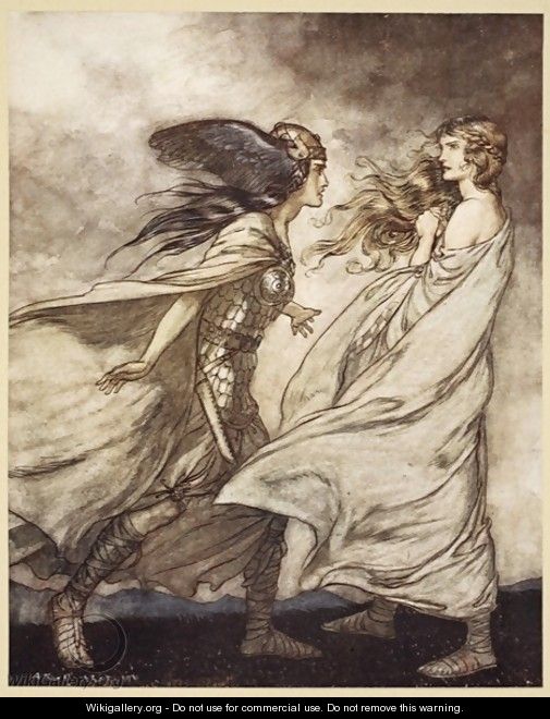 The ring upon thy hand - ..ah be implored For Wotan fling it away, illustration from Siegfried and the Twilight of the Gods, 1924 - Arthur Rackham