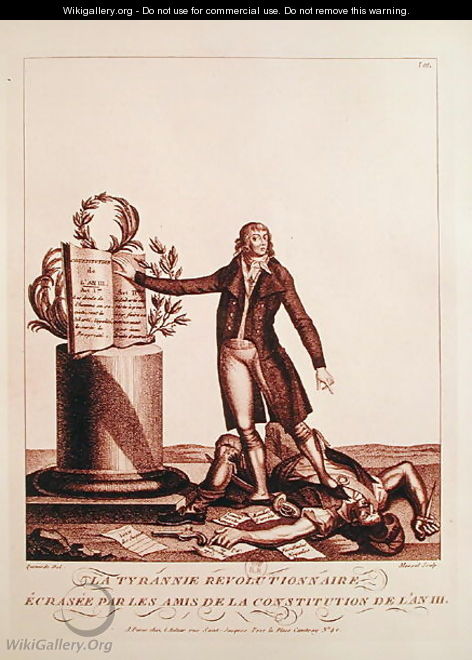 The Tyrant of the Revolution Crushed by the Supporters of the Constitution of An III 25th August 1795 engraved by Massol - (after) Queverdo, Francois Maria Isidore
