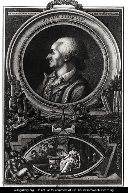 Jean-Pierre Claris de Florian 1755-94 engraved by Massol, 1785 - (after) Queverdo, Francois Maria Isidore