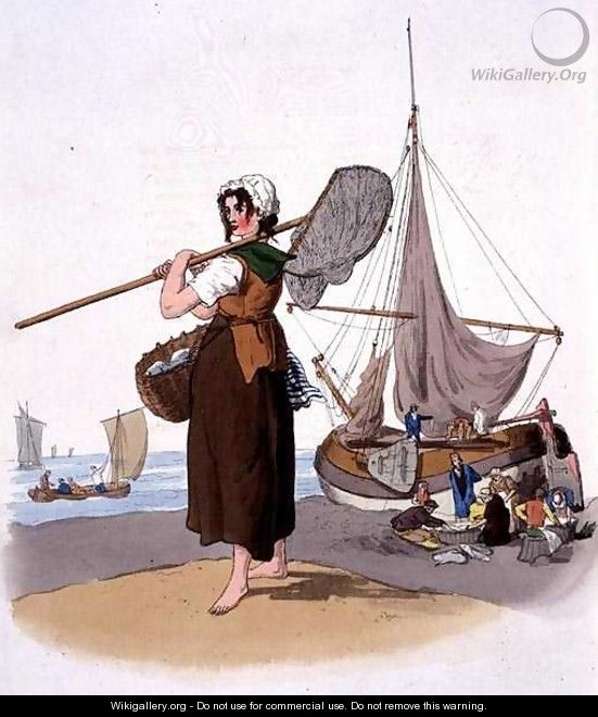 Female Shrimper, from Costume of Great Britain, published by William Miller, 1805 - William Henry Pyne