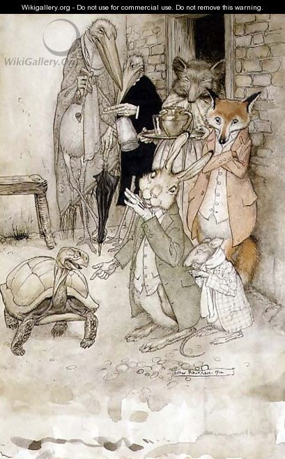 The Hare and the Tortoise, illustration from Aesops Fables, pub. by Heinemann, 1912 - Arthur Rackham