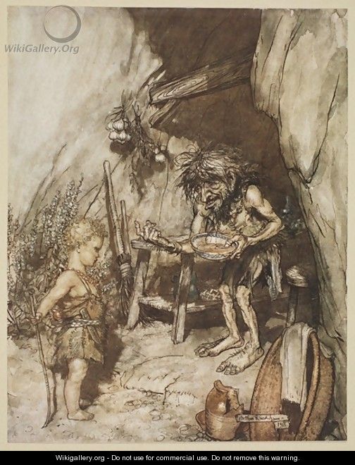 Mime and the infant, illustration from Siegfried and the Twilight of the Gods, 1924 - Arthur Rackham