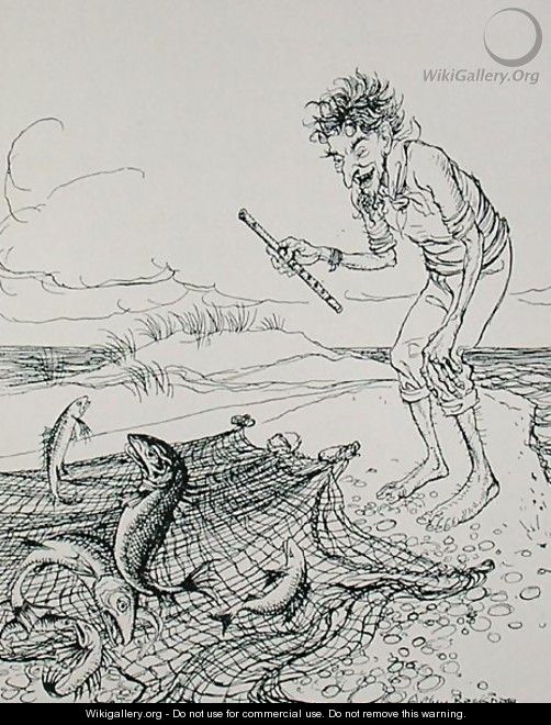 The Fisherman Piping, illustration from Aesops Fables, published by Heinemann, 1912 - Arthur Rackham