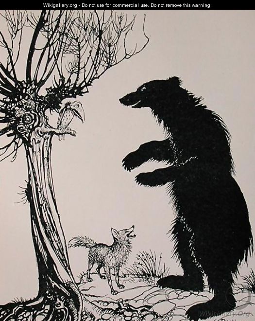The Bear and the Fox, illustration from Aesops Fables, published by Heinemann, 1912 - Arthur Rackham