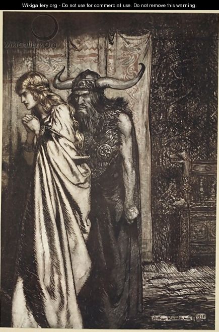 O wife betrayed I will avenge they trust deceived, illustration from Siegfried and the Twilight of the Gods, 1924 - Arthur Rackham