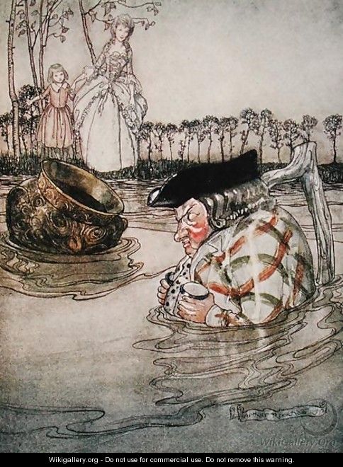 The Two Pots, illustration from Aesops Fables, published by Heinemann, 1912 - Arthur Rackham