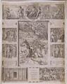 Quos Ego, Neptune Calming the Storm, with borders showing further scenes from Virgil's 'Aeneid', engraved by Marcantonio Raimondi 1480-1534 c.1515-16 - Marcantonio Raimondi