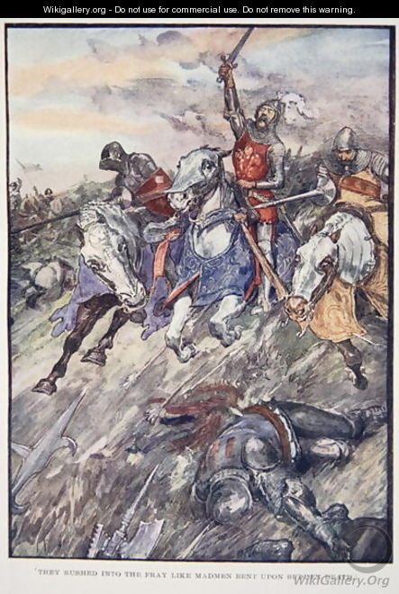 They Rushed Into The Fray Like Madmen Bent Upon Sudden Death, plate from The Story of France, by Mary MacGregor, 1920 - (after) Rainey, William