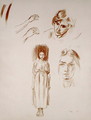 Studies of a woman, of faces and of hands - Arthur Rackham