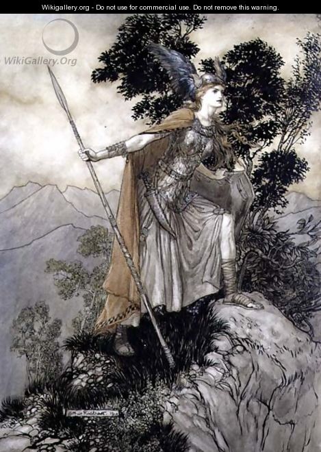 Brunhilde, illustration from The Rhinegold and the Valkyrie by Richard Wagner, 1910 - Arthur Rackham
