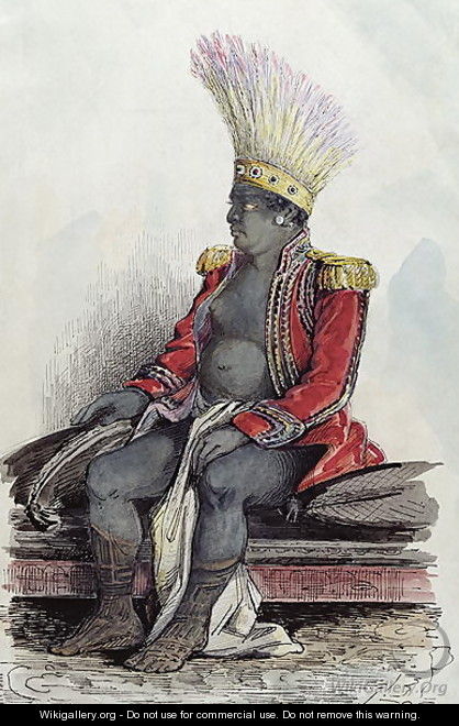 King Temoana on the island of Nuka-Hiva dressed in the uniform of a French colonel, c.1841-48 - Maximilie Radiguet