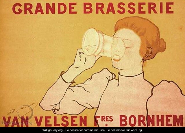 Reproduction of a poster advertising the Grande Brasserie Van Velsen, 1894 - Armand Rassenfosse