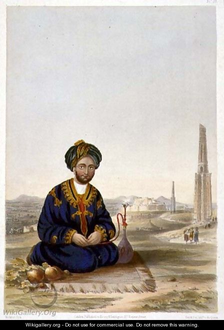Hyder Khan, the Governor of Ghuznee, plate 19 from Scenery, Inhabitants and Costumes of Afghanistan, engraved by Walker, 1848 - (after) Rattray, James