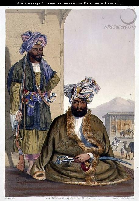 Gool Mahommed Kaun, King of the Ghilgies, plate 25 from Scenery, Inhabitants and Costumes of Afghanistan, engraved by W.L.Walker, 1848 - (after) Rattray, James