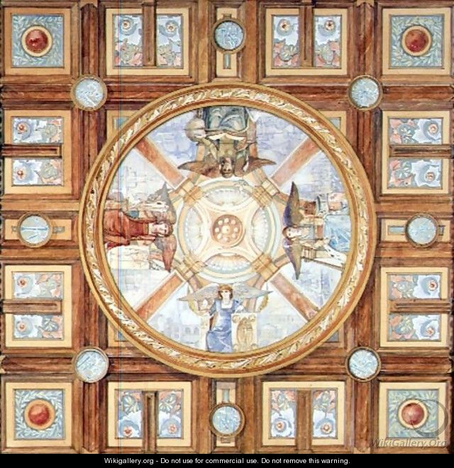 Design for a Drawing Room Ceiling for Warnham Court in Sussex - W.F. Randall