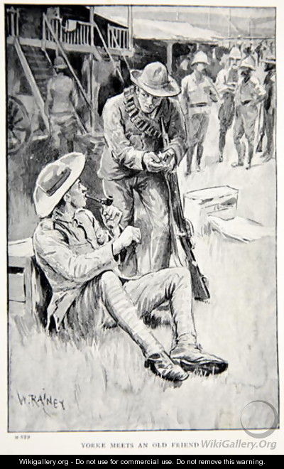 Yorke meets an old friend, an illustration from With Roberts to Pretoria: A Tale of the South African War by G.A. Henty, pub. London, 1902 - (after) Rainey, William