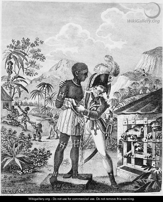 The Mode of training Blood Hounds in St. Domingo and of exercising them by Chasseurs, from An Historical Account of the Black Empire of Haiti, by Marcus Rainsford, engraved by Inigo Barlow fl.1790, published 1805 - (after) Rainsford, Marcus