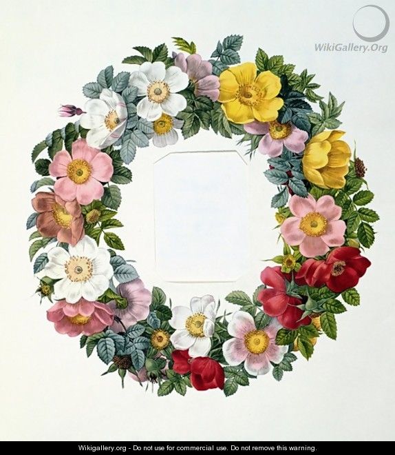 Wreath of Roses, Frontispiece for Les Roses, 1817 - Pierre-Joseph Redouté