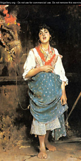 A Peasant Girl With A Horse - Esposito Gaetano