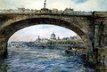 Waterloo Bridge with St. Pauls Cathedral in the Distance - Alfred Rawlings