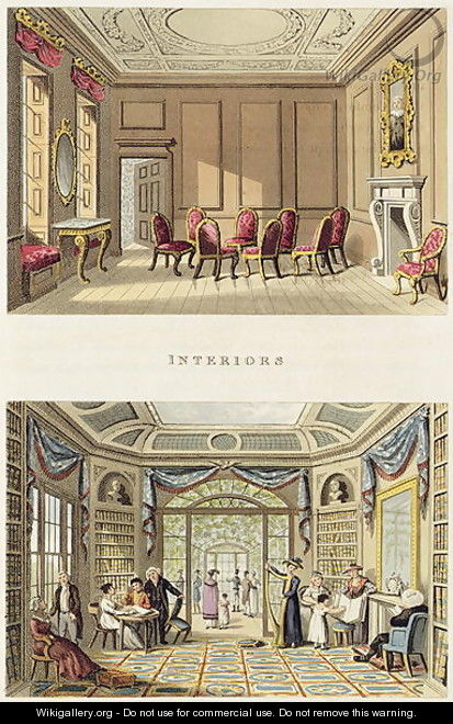 Interiors The Old Cedar Parlour and The Modern Living Room, from Fragments on the Theory and Practice of Landscape Gardening, pub. 1816 - Humphry Repton