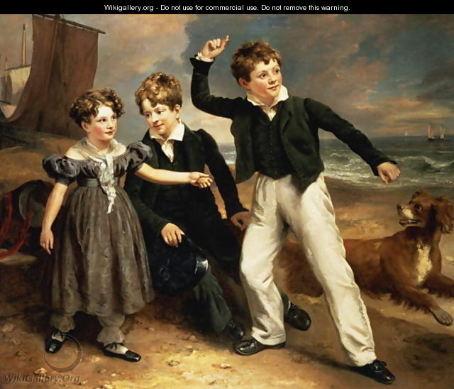 A Group Portrait of Robert, James and Mary Sarah, the three children of James Greenhalgh, 1803 - Ramsay Richard Reinagle