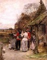 Soldiers with a Family Before a Cottage - John Robertson Reid