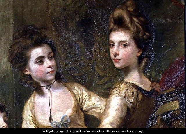 Two Elegant Young Girls, detail from the painting The Fourth Duke of Marlborough and his Family, 1777-78 - Sir Joshua Reynolds