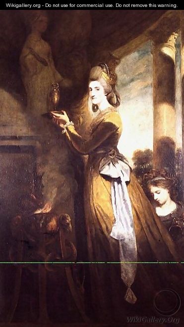 Mrs. Peter Beckford, 1781-2 The wife of a Dorset Gentleman portrayed making a libation to the Greek goddess of health, Hygeia, whose emblem was a snake - Sir Joshua Reynolds