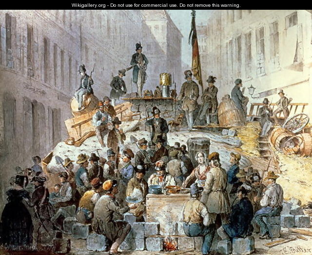 Barricades in Marzstrasse, Vienna, 1848 - Edouard Ritter