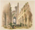 Kirkstall Abbey, the Nave and Choir, from The Monastic Ruins of Yorkshire, engraved by George Hawkins 1819-52, 1842 - William Richardson