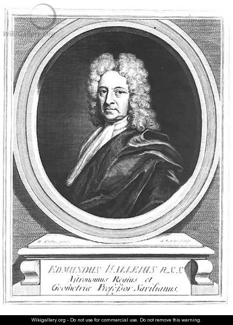 Portrait of Edmond Halley 1656-1742, engraved by George Vertue 1684-1756 - (after) Philips, Richard