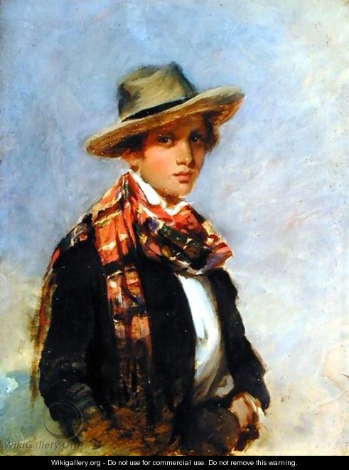 Portrait of a Youth with a Tartan Scarf - John Phillip