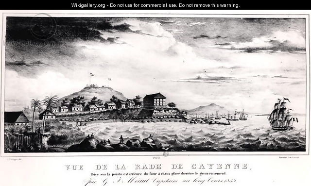 View of Cayenne Harbout, Guyana, 1839 - (after) Philippe, V.