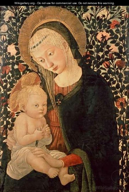 Madonna and Child seated, Child holding a Bird - (after) Pier Francesco Fiorentino