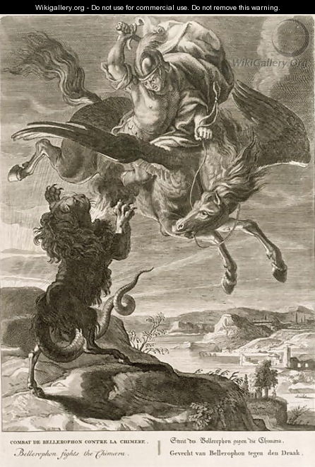 Bellerophon Fights the Chimaera, 1731 - Bernard Picart