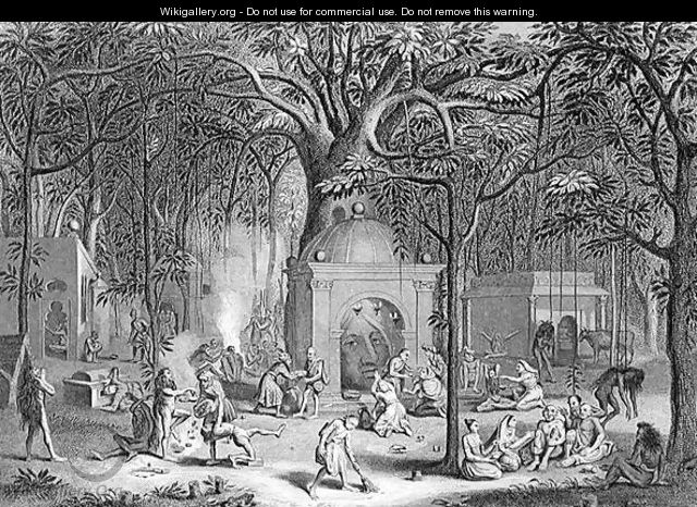 Hindu Fakirs Practising their Superstitious Rites, engraved by Bell, from World Religion, published by A. Fullarton and Co. - (after) Picart
