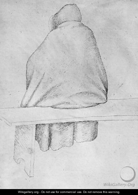 Monk seated on a bench, seen from behind, from the The Vallardi Album - Antonio Pisano (Pisanello)